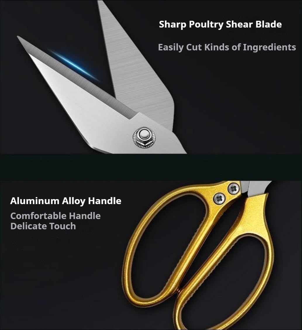 Heavy Duty Poultry Shears - Kitchen Scissors for Cutting Chicken, Spatchcock, Turkey, Poultry, Game, Meat - Stainless Steel Kitchen Cooking Shears for Food - Dishwasher Safe