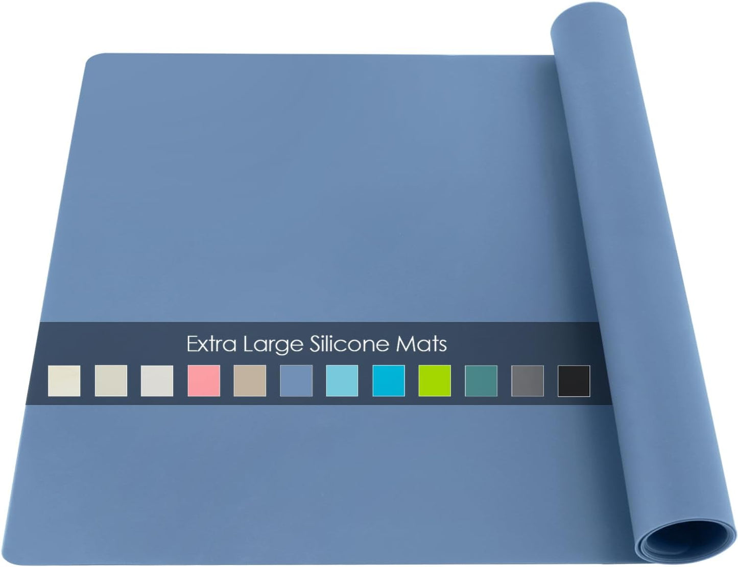 Extra Large Dark Green Countertop Mat - Silicone Table Kitchen Desk Mat - Non-Slip & Heat Resistant - Dinner Placemat Pastry Dough Rolling Mat - Colors A