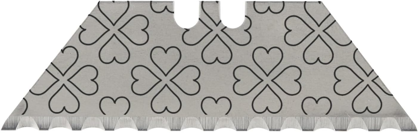 NDZ Performance Serrated Steel Blade Replacement for Utility Knife & Box Cutters, Custom Double Sided Laser Engraved Designs, Silver - Skull - 3 Pack