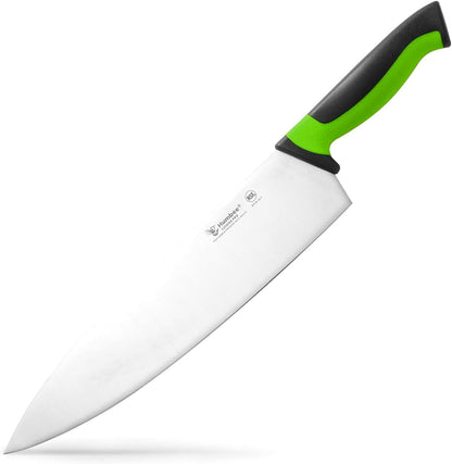 7.5-Inch Nakiri Knife, High Carbon Stainless Steel Hollow Grind Blade, Razor Sharp Edge, Ergonomic Non-Slip Handle, Cleaver Style, DT-50 Series, Orange