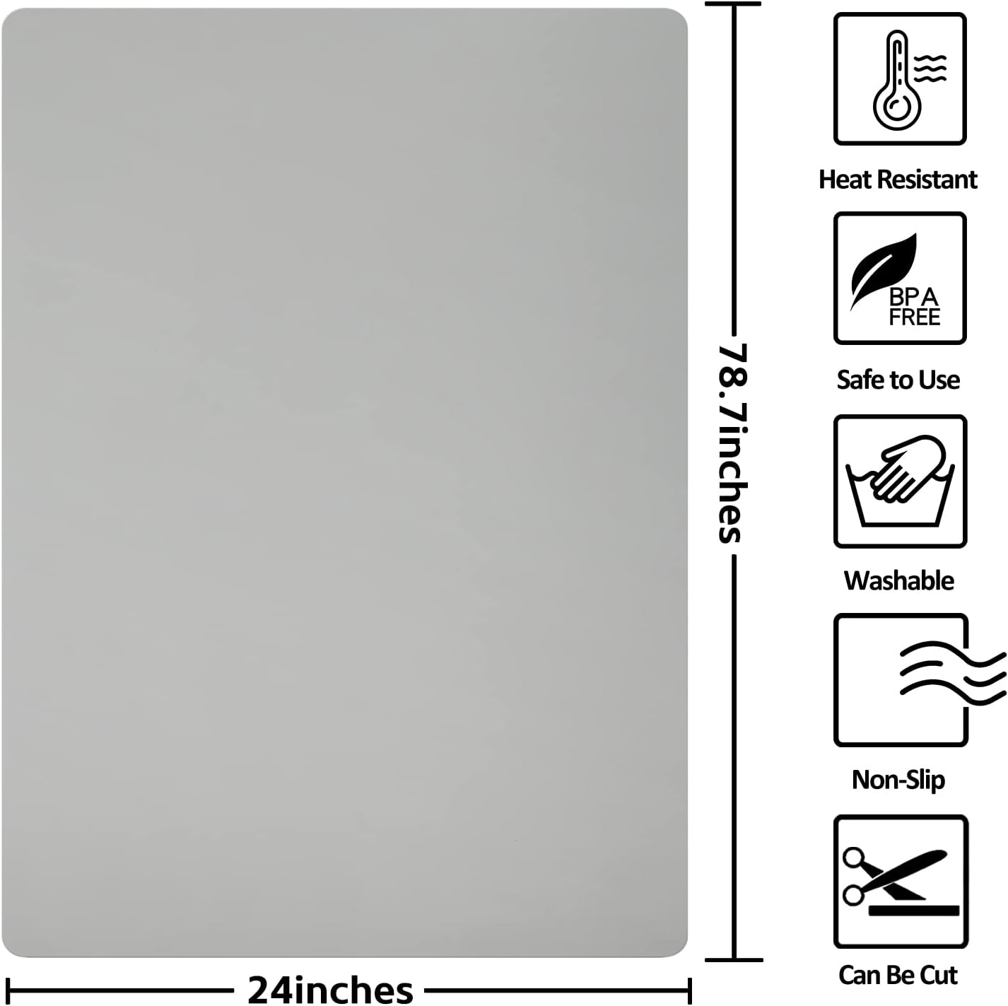 Silicone Mats for Kitchen Counter Thicker Extra Large Heat Resistant Mats Countertop Protector Liners for Bottom of Oven Air Fryer Coffee Maker, 24" x 16" x 2 mm, Translucent