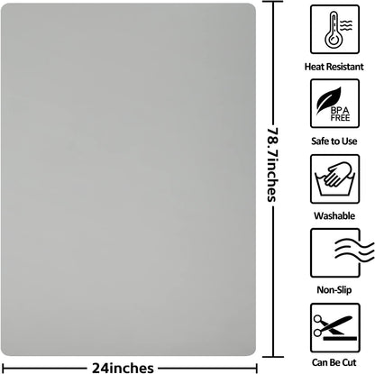 Silicone Mats for Kitchen Counter Thicker Extra Large Heat Resistant Mats Countertop Protector Liners for Bottom of Oven Air Fryer Coffee Maker, 24" x 16" x 2 mm, Translucent