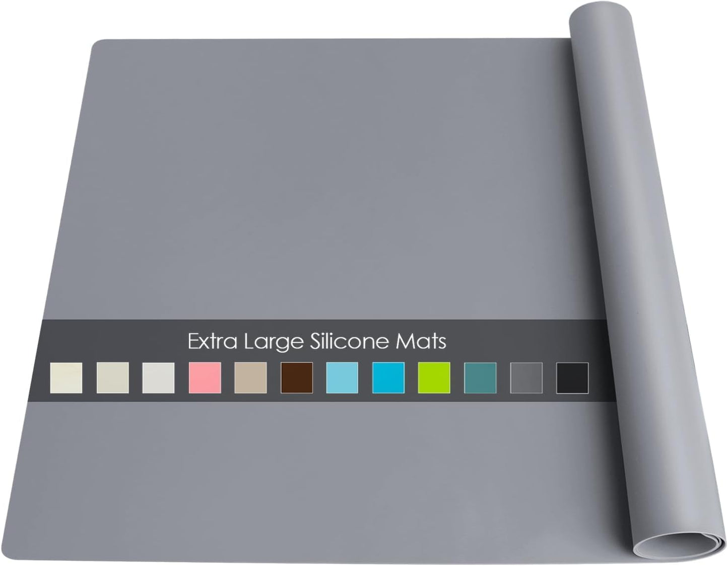 Extra Large Dark Green Countertop Mat - Silicone Table Kitchen Desk Mat - Non-Slip & Heat Resistant - Dinner Placemat Pastry Dough Rolling Mat - Colors B