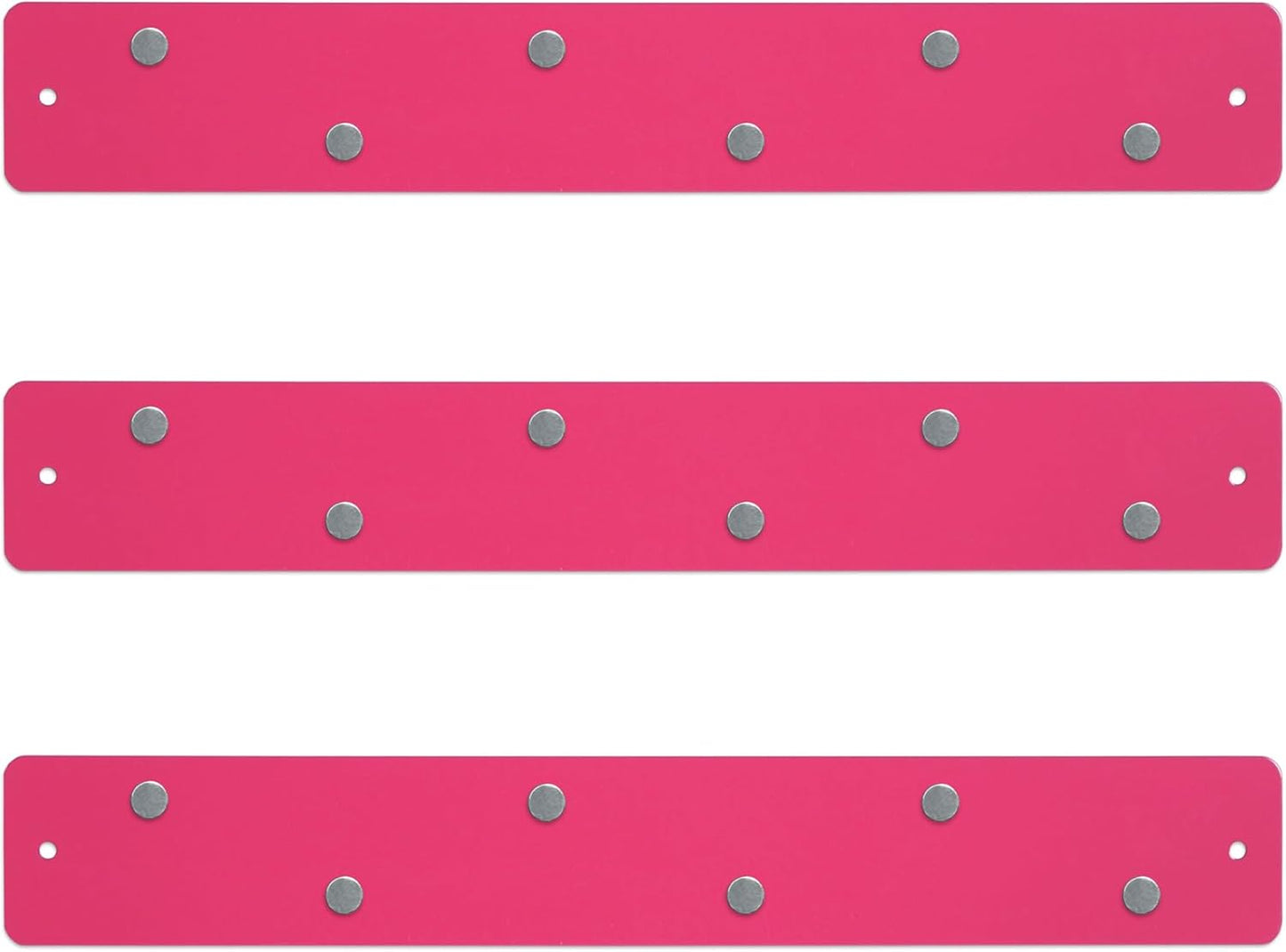 Three by Three Magnetic Strip Bulletin Board Long Wide – 12" x 3" Metal Organizer with Strong Magnets & Wall-Mounting Hardware for Home, Office, or Dorm (3 Pack) Matte White