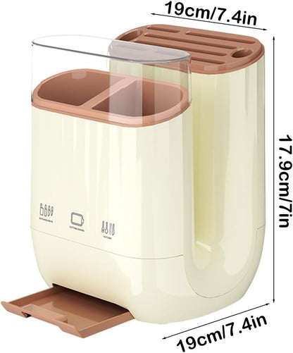 Yimerlen Universal Knife Block, Stainless Steel Universal Knife Holder Block Without Knives, Modern Kitchen Knife Storage Organizer for Countertop (Beige)