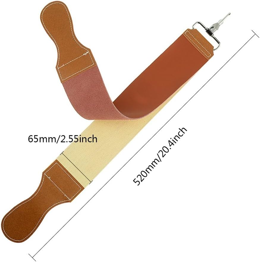 Grandslam Leather Strop for Straight Razor Sharpening and Smooth - Professional Straight Razor Knife Cowhide Dual Strop Yellow