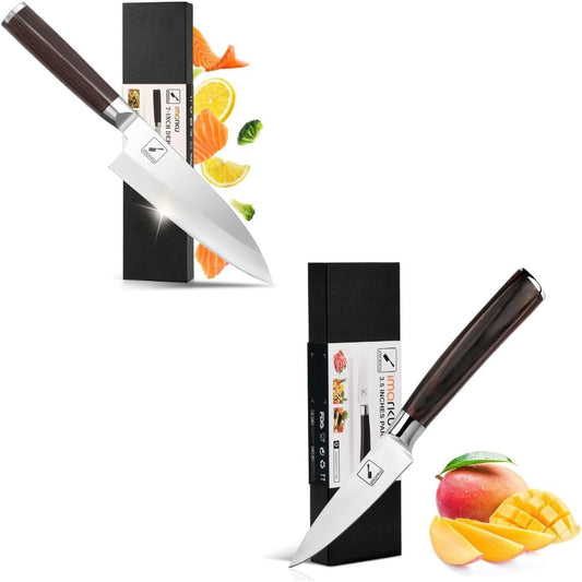 imarku 3.5 Inch Paring Knife and 7-inch Deba Knife, Ultimate Japanese Kitchen Knife