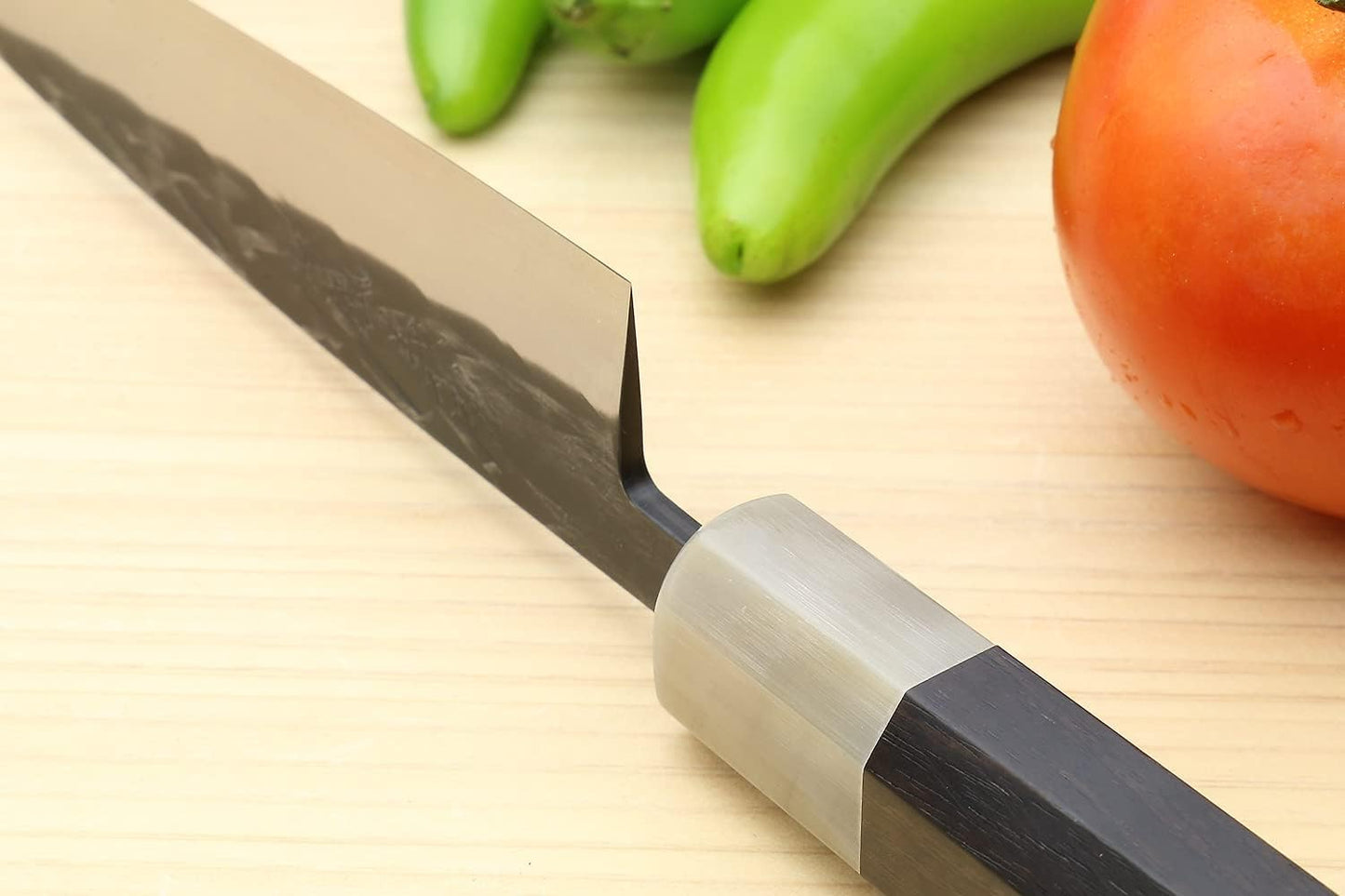 Yoshihiro High Performance SLD Kurouchi Petty Utility Knife Ebony Handle with Saya Cover (5.3"(135mm) & Saya)