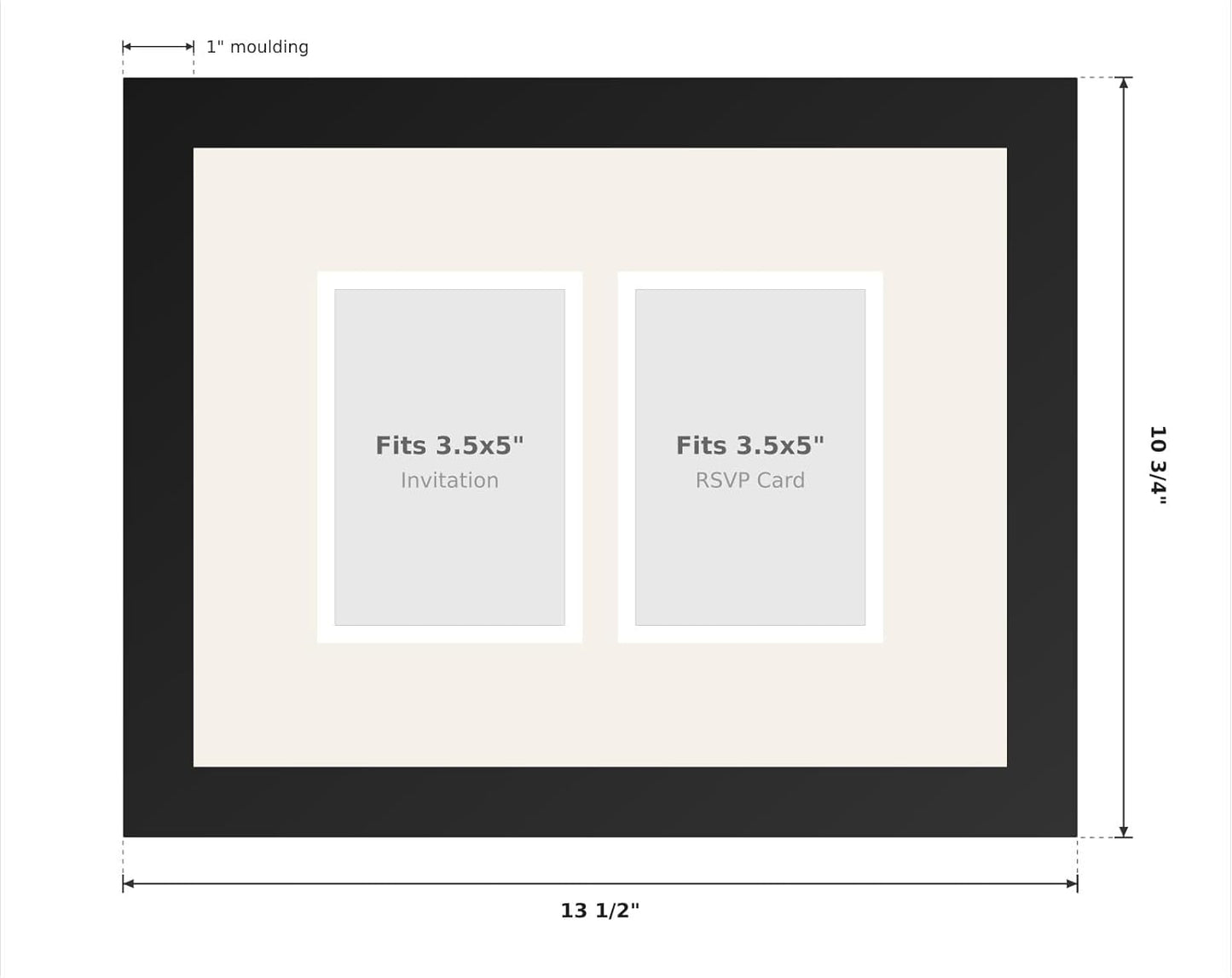 CountryArtHouse Heirloom 3.5x5 Enclosure Invitation and RSVP Keepsake Frame in Brown Genuine Hardwood 13.5x10.75 Artisan-Cut Double Mat White Paired With Metallic Gold Timeless Display