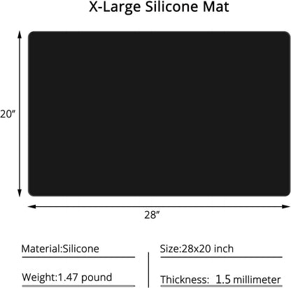 Gartful 25“x17”x0.03“ Silicone Mats for Kitchen Counter, Large Silicone Countertop Protector, Nonskid Heat Resistant Desk Saver Pad, Multipurpose Mat, Placemat, Dark Gray