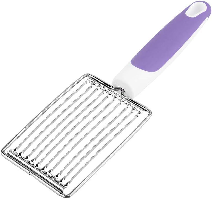 Tomato Cutter, Stainless Luncheon Meat Cutter Tomato Slicers Fruits Cutter Stainless Steel Meat Cutter with Handle for Tomato Ham Egg(Purple)