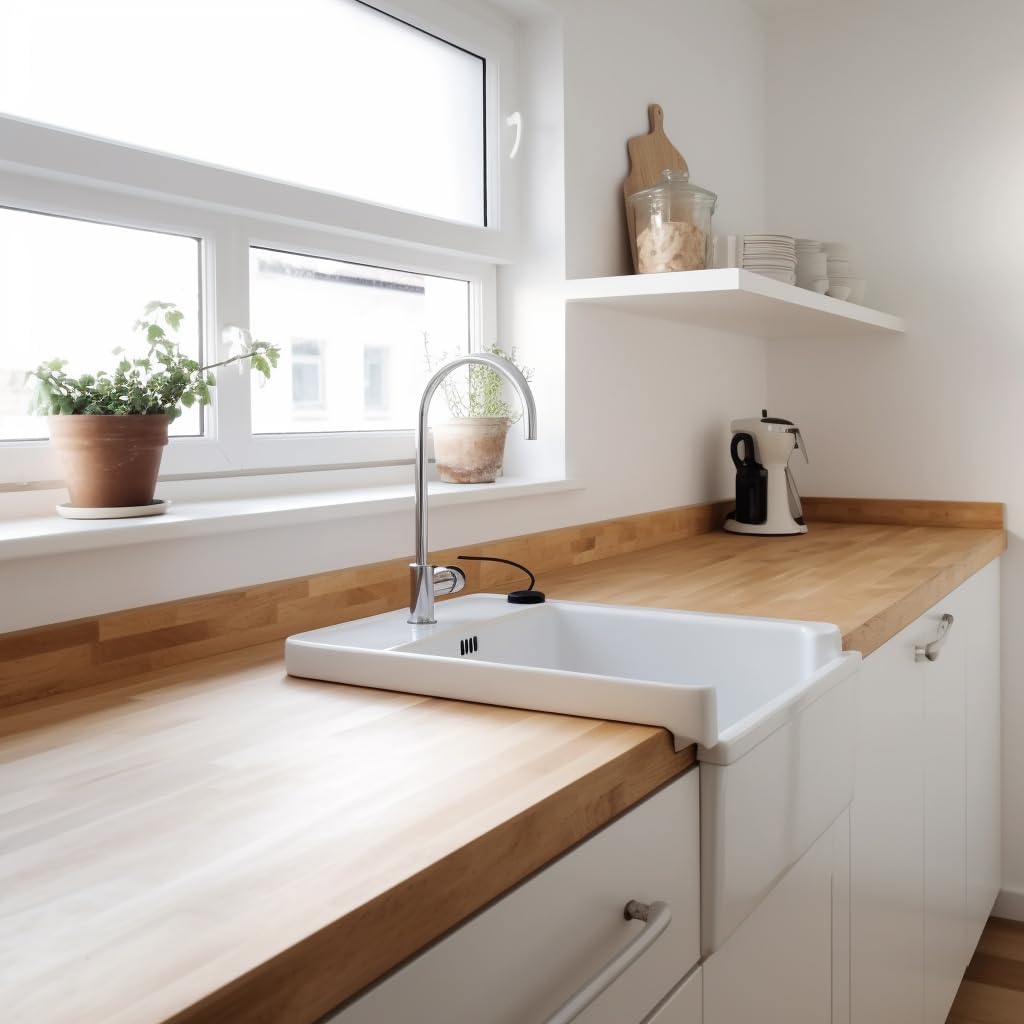 CONSDAN Butcher Block Counter Top, USA Grown Oak Solid Hardwood Countertop, Wood Slabs for Kitchen, Reversible, Both Side Polished, Prefinished with Food-safe Oil, 1.5" Thickness, 18" L x 25" W