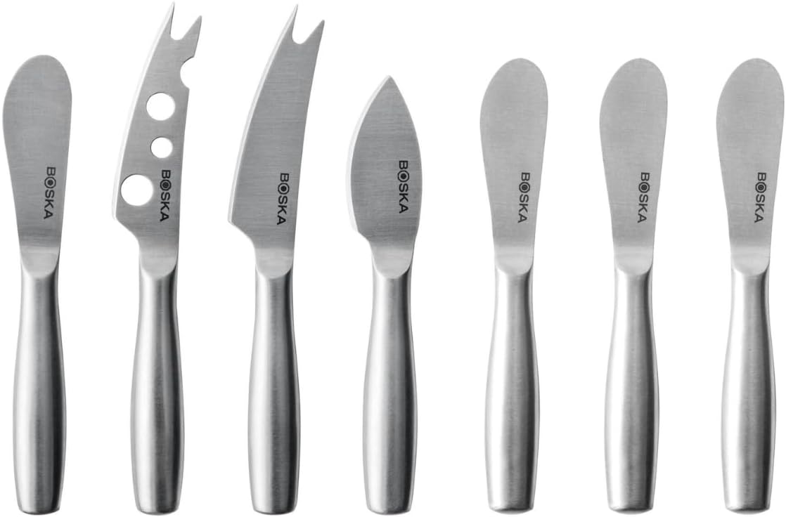 Boska Cheese & Spreading Knife Set Mini Copenhagen – Set of 7 Compact Knives – For All Types of Cheese, Butter, Jam & Other Spreads – Dishwasher Safe – Lightweight – Strong Stainless Steel – Ergonomic