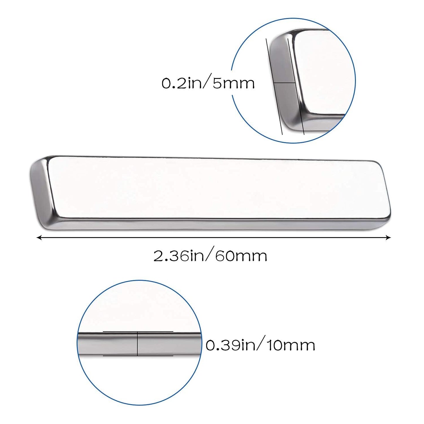 LOVIMAG Magnets with Adhesive Backing, Magnet Strips Heavy Duty, Flat Magnets for Whiteboard, Craft, Fridge, Office, Kitchen, Science - 60 x 10 x 3mm, Pack of 5