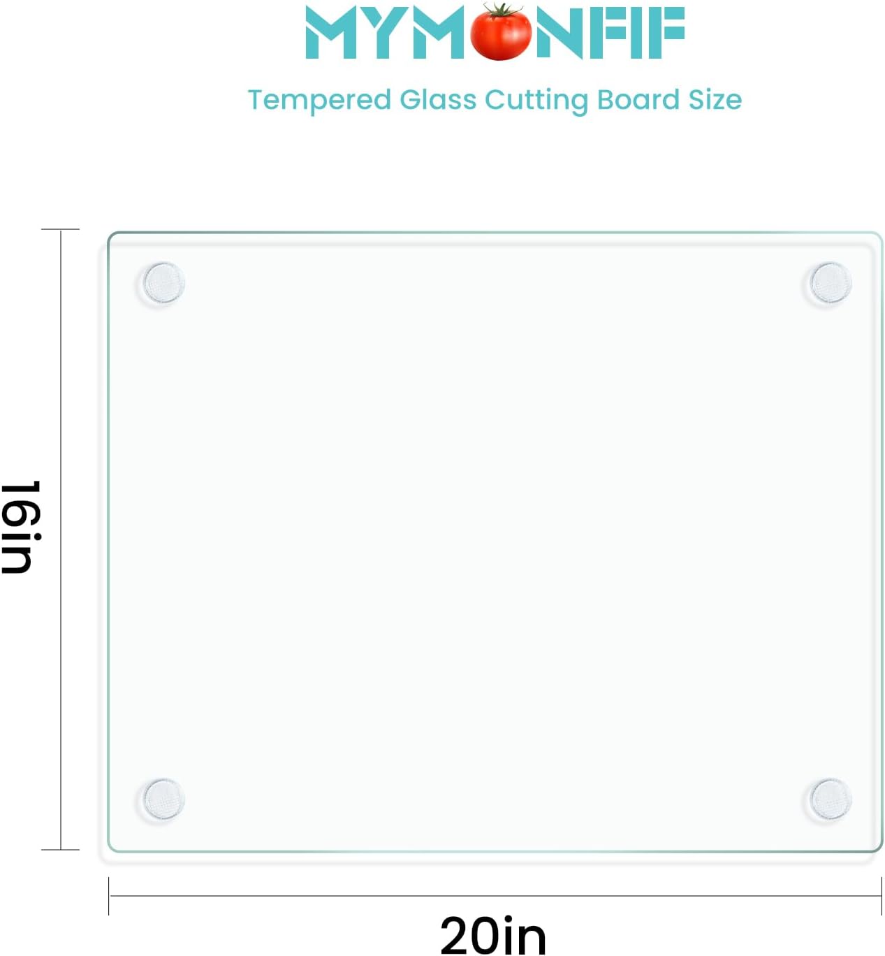 Mymonfif Tempered Glass Cutting Board for Kitchen, Clear Glass Board for Countertop, Heat Resistant, with Non-Slip Feet, 12x16" & 12x8" 2 Pcs Clear