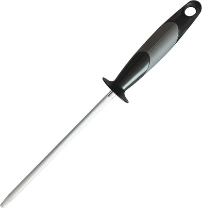 AccuSharp Butcher Sharpening Steel – 9” Knife Honing Rod with Angle Guides (15°/21°), Magnetized Professional Knife Sharpener Rod for Kitchen & Chef Use