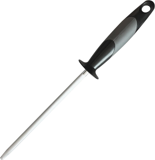 AccuSharp Butcher Sharpening Steel – 9” Knife Honing Rod with Angle Guides (15°/21°), Magnetized Professional Knife Sharpener Rod for Kitchen & Chef Use
