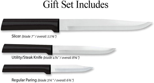 Rada Cutlery Housewarming Gift Set (S02), 3-Piece Knife Set, Stainless Steel Blades, Silver Handle