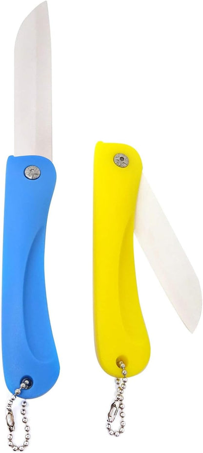 Honbay 2PCS Ceramic Folding Knife Handy Fruit Knife for Home, Travel, Picnic, Camping, etc (Pink+Green)