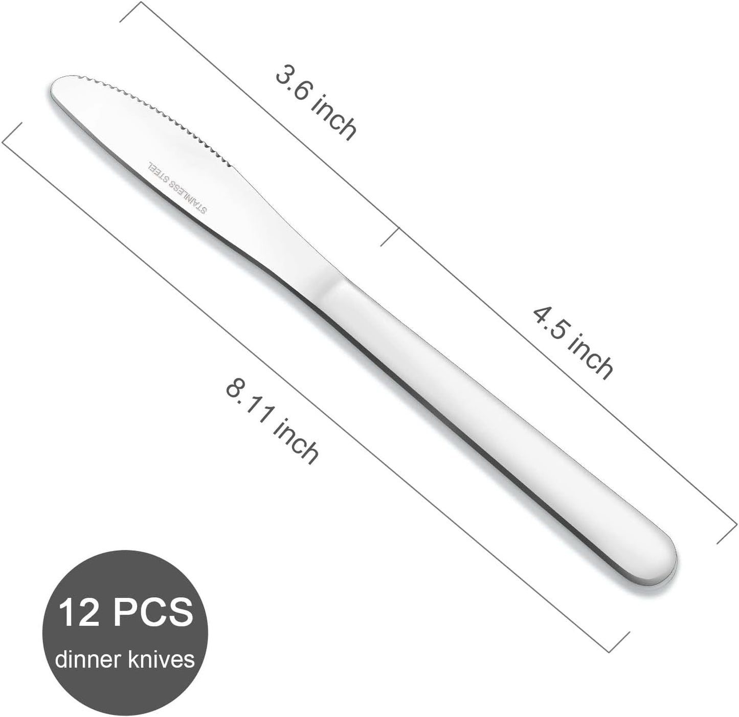 24 Pieces Dinner Knives Set, 8.1" Inches Table Knives Set, Durable Butter Knife, Food Grade Stainless Steel Dinner Knife, Cost-effective Silverware Set - Mirror Polished, Dishwasher Safe