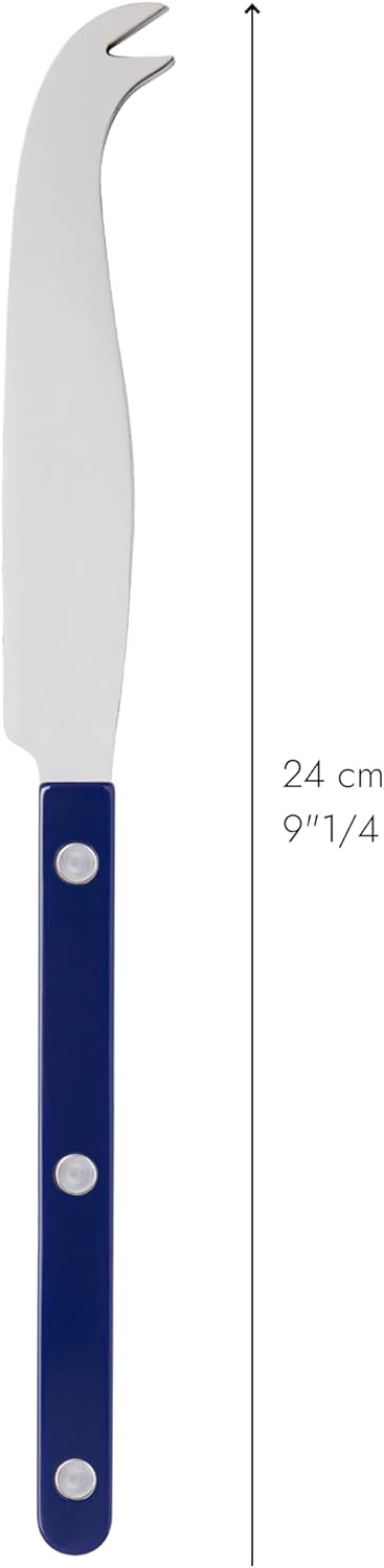 SABRE PARIS - Cheese Knife 9.4 inches - Bistrot Collection - All Cheeses - Stainless Steel & Nylon - Dishwasher Safe - Navy Blue - Brilliant Finish