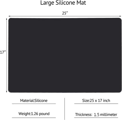 Gartful 25“x17”x0.03“ Silicone Mats for Kitchen Counter, Large Silicone Countertop Protector, Nonskid Heat Resistant Desk Saver Pad, Multipurpose Mat, Placemat, Dark Gray
