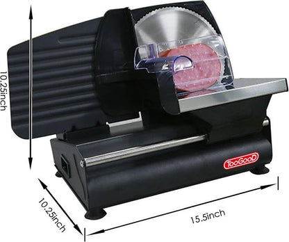 TOOGOOD 7.5" Electric Meat Slicer, with Stainless Steel Blade, Adjustable Thickness Food Slicer Machine for Home Use, Cuts Meat, Ham, Hard Cheese and Deli (Black)