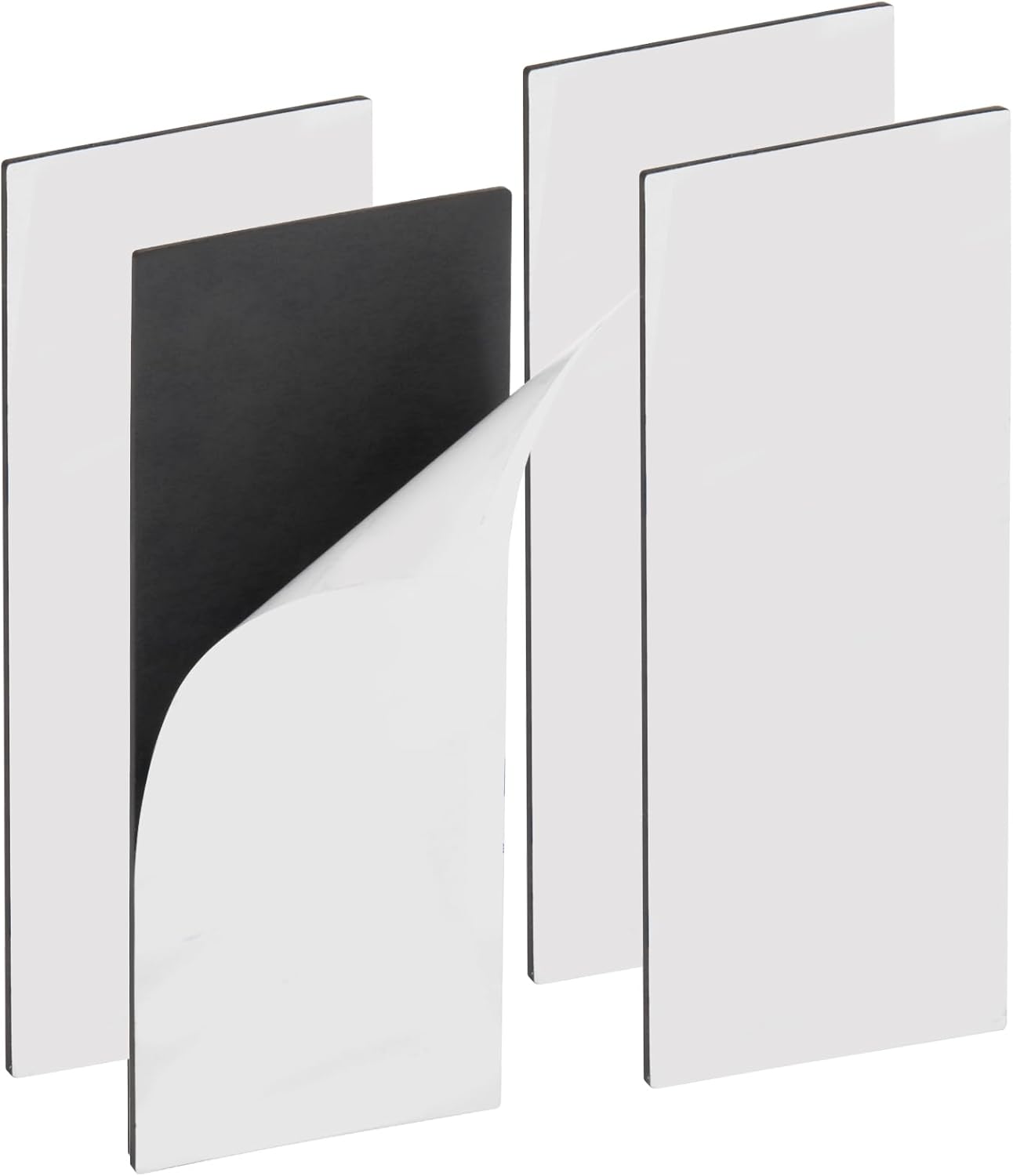Magnetic Strips with Adhesive Backing, Strong Magnetic Tape Flat Rubber Magnet Strip, Sticky Magnet Strips for Most Surfaces, Refrigerator Whiteboard Dry Erase Board (80 x 45 x 2 mm, 5 pcs)