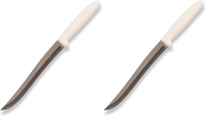 Dexter-Russell S158SC-PCP Sani-Safe 13483 Utility Slicer, 8" Scalloped Edge Stamped High Carbon Stain-Free Steel Blade, Textured Polypropylene White Handle, Serrated Kitchen Knife, NSF Certified