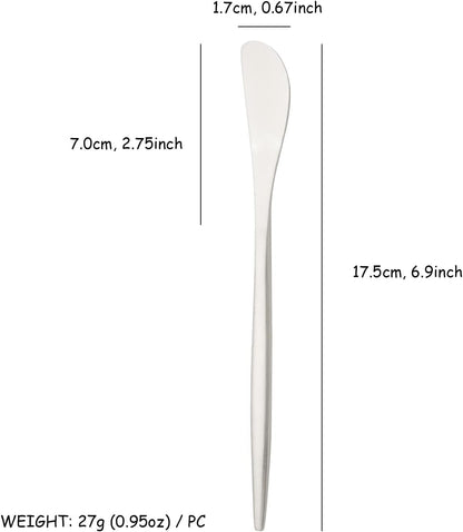 10 Pack Gold Cheese Spreader Knife, Uniturcky Stainless Steel Butter Spreader, 6.9 inches, Condiment Knives for Peanut Sandwich Cream Breakfast Dessert, Matte Serving Utensils