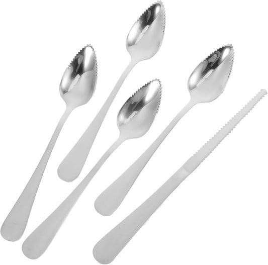Generic 1 Set Fruit Cutting Set Paring Knives Serrated Spoons Pointed Spoons Kiwi Knife Grapefruit Utensil Tool Fruit Knives Grapefruit Spoons Fruit Knife Stainless Steel Silver