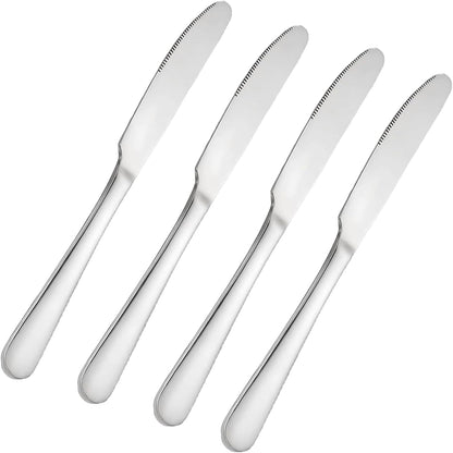 Stainless steel butter knife, set of 6 dinner knife, suitable for daily use, parties and outdoor dining,Dishwasher Safe (6)