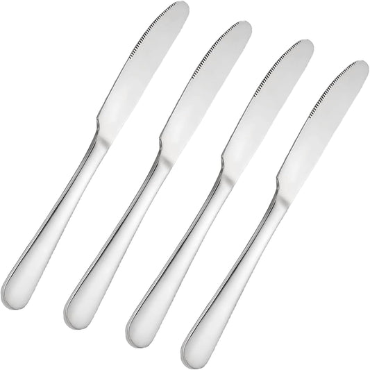 Stainless steel butter knife, set of 6 dinner knife, suitable for daily use, parties and outdoor dining,Dishwasher Safe (6)