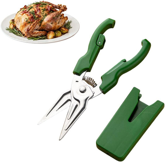 Multifunctional Labor-Saving Kitchen Shears, 2025 Heavy Duty Kitchen Scissors for Food, High Carbon Steel Culinary Shears for Chicken, Meat, Seafood, and Bone Cutting with Ergonomic Handle (White)