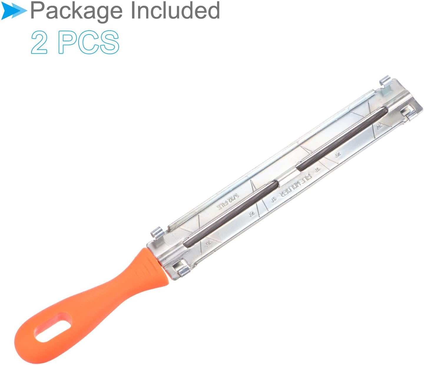Chainsaw File Holder, 3/16" (4.8mm), Chrome Steel Round Sharpener Files with Angle Guides - (Applications: for Sharpening Chain Saws), 2pieces