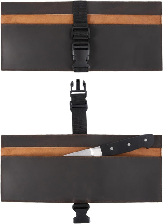 Chef Knife Sheath,Genuine Leather Chef Knife Case Bag Roll for Traval,Sheaths for Chef's Kitchen knives with Buckle,Tool Bag Organizer Pouch Culinary Accessories Cooking Tools Roll,Gifts for Men