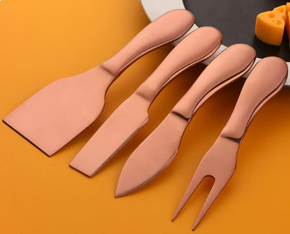 Black Cheese Knives Set 6 Piece Slicer Cutter Fork Spreader Tool Collection Stainless Steel