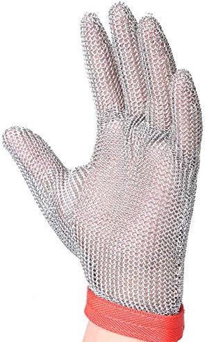 ThreeH Cut Resistant Gloves Stainless Steel 304L Wire Mesh for Cutting Slicing Chopping Meat Processing GL08 S(One piece)