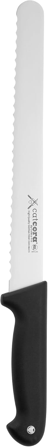 CAT CORA Offset Serrated Bread Knife, Professional 9-Inch German Steel Blade For Homemade Sourdough, Artisan Bread Slicing, or Cake Cutting, Ergonomic Soft-Grip Handle, NSF-Certified Kitchen Knife