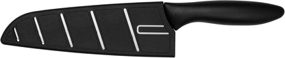 Kershaw 6.5” Santoku Knife, Black, 6.5 Inch Stainless Steel Santoku Plain Edge Blade, Included Sheath, Japanese Style All-Purpose Chef Knife for Meat, Fruit, Vegetables and More