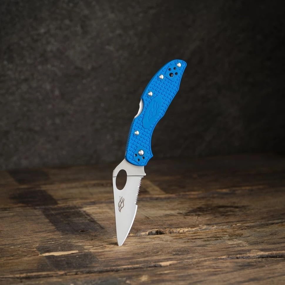 Firebird GANZO F759MS-BL Folding Pocket Knife 440C Stainless Steel Serrated Blade Anti-Slip Handle with Clip Fishing Camping EDC Utility Pocket Knife (Blue)