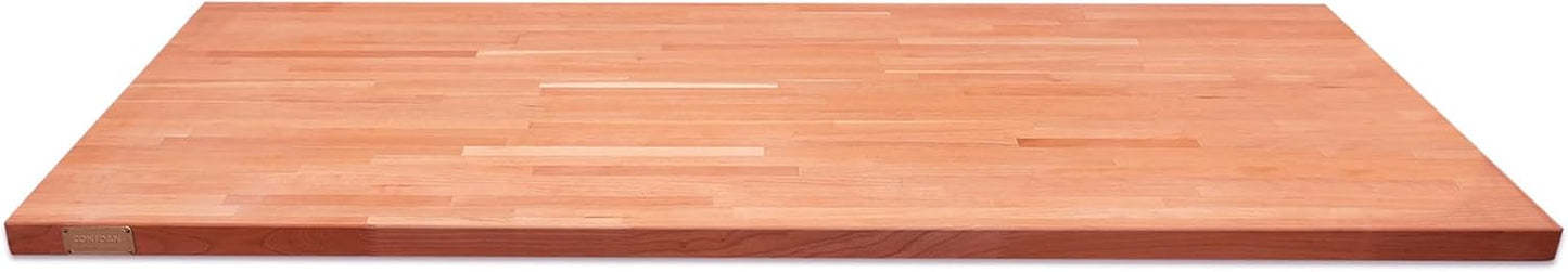 CONSDAN Butcher Block Counter Top, USA Grown Cherry Solid Hardwood Countertop, Wood Slabs for Kitchen, Reversible, Both Side Polished, Prefinished with Food-safe Oil, 1.5" Thickness, 18" L x 25" W