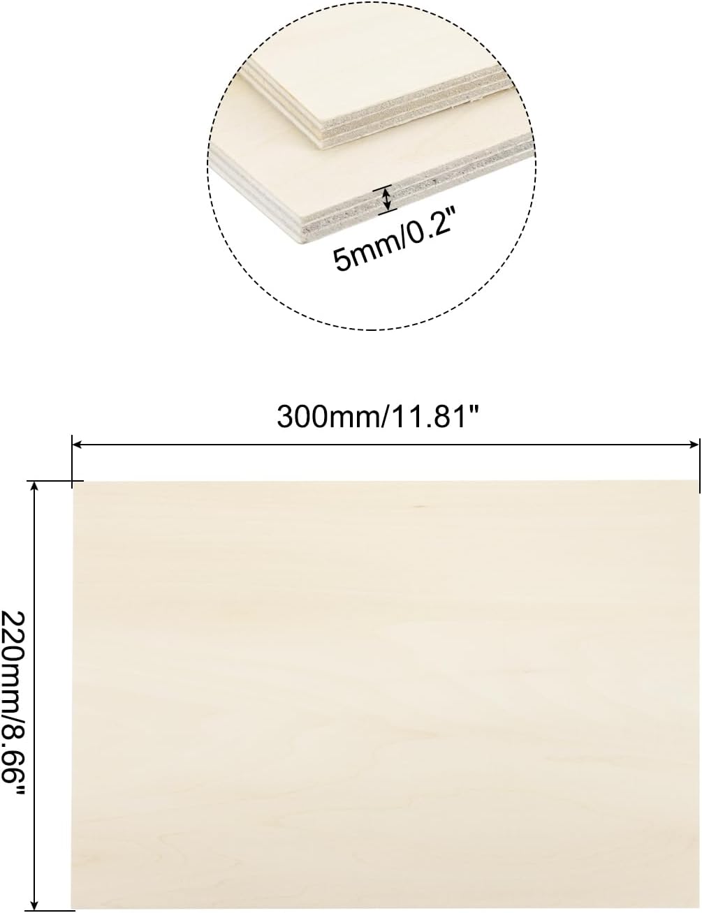 MECCANIXITY 3pcs Basswood Sheets 12 x 8 x 3/8 Inch Unfinished Wood Boards Plywood for DIY Crafts Laser Cutting with Smooth Surfaces