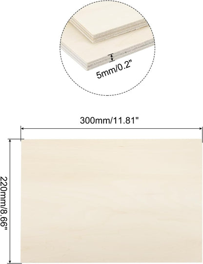 MECCANIXITY 3pcs Basswood Sheets 12 x 8 x 3/8 Inch Unfinished Wood Boards Plywood for DIY Crafts Laser Cutting with Smooth Surfaces