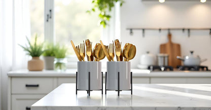 Utensil Organizer for kitchen, Knives and Forks with Shiny metal frame Tray for Farmhouse Kitchen Decor and Countertop(6.3 * 4.33inch)
