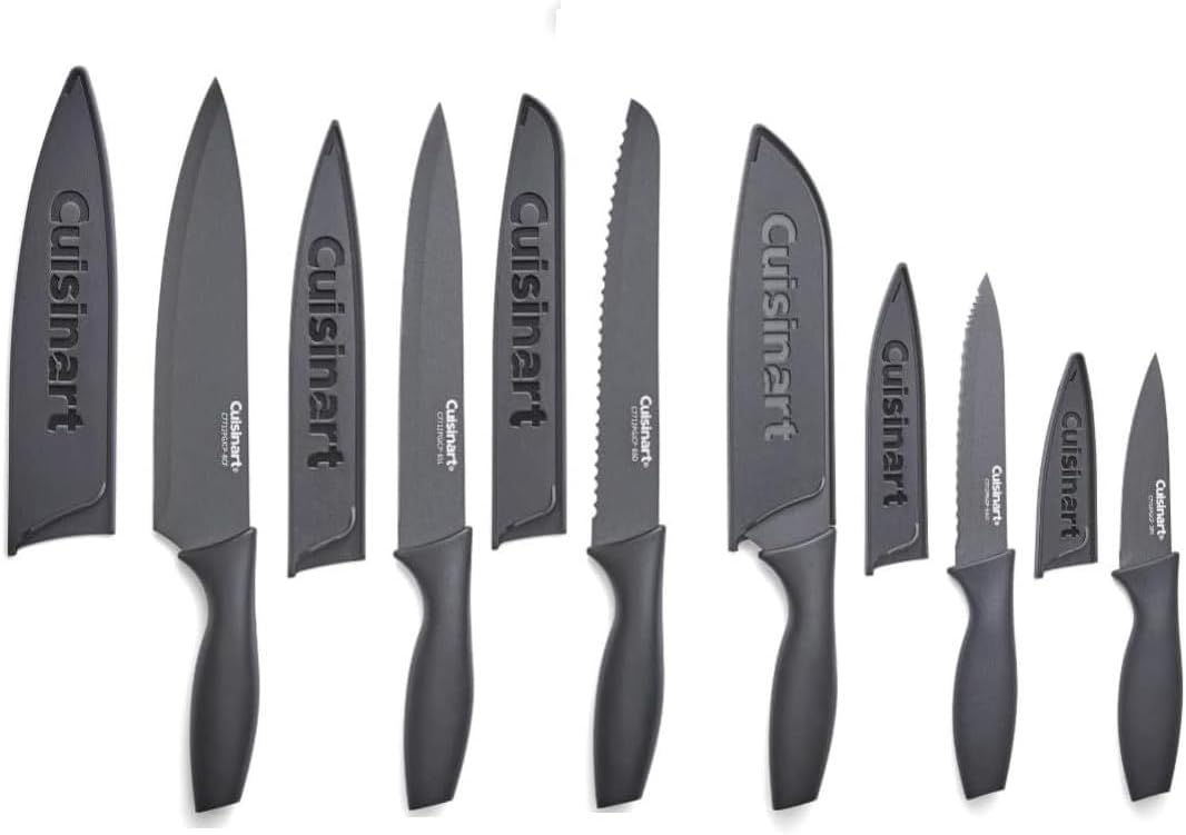 Cuisinart C55-12PCKSAM 12-Piece Ceramic Coated Stainless Steel Knives, Comes with 6-Blades and 6-Blade Guards, Color Coded to Reduce Risk of Cross Contamination, Jewel