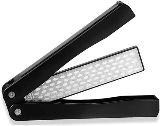 Diamond Knife sharpener Pocket Sharpening Stone #400/600 Double Sides Folding Portable Orange - 1pcs