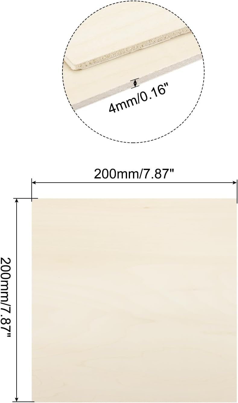 MECCANIXITY 3pcs Basswood Sheets 12 x 8 x 3/8 Inch Unfinished Wood Boards Plywood for DIY Crafts Laser Cutting with Smooth Surfaces
