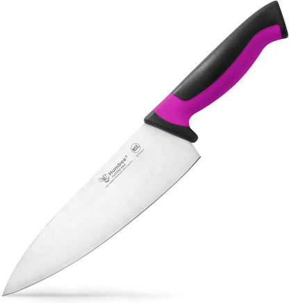 7.5-Inch Nakiri Knife, High Carbon Stainless Steel Hollow Grind Blade, Razor Sharp Edge, Ergonomic Non-Slip Handle, Cleaver Style, DT-50 Series, Orange