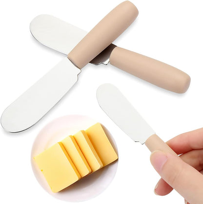 10 Pieces Cheese Spreader Set, Multipurpose Stainless Steel Mini Butter Spreader Knives with Plastic Handle, Bread Sandwich Cream Cheese Condiment Knives, 4 Inches Small Size